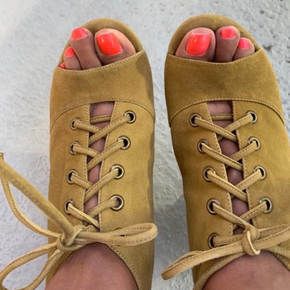 DVF Lace-Up Suede Slingback Heeled Booties on Sale - Picture 7 of 8